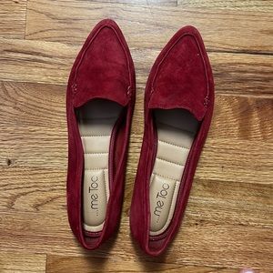 Red slip on loafers- suede